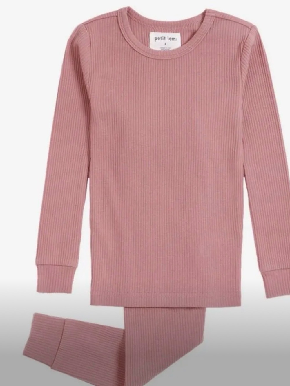 Petit Lem Ribbed Two-Piece Pajama Set - Dusty Rose Pink